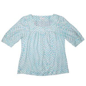 ❤️ Banana Republic Teal Polka Dot Box Collar Blouse M